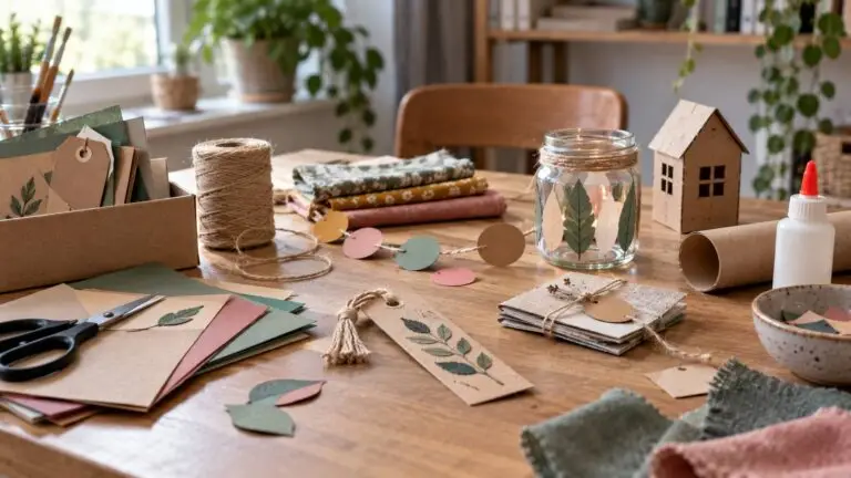 Handwerk ideeën met weinig materiaal met papier, karton, touw en stofrestjes