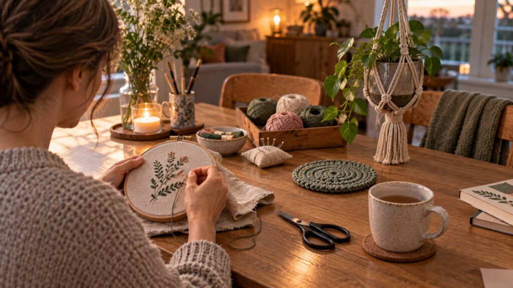 Handwerk ideeën voor volwassenen met borduurwerk, haakwerk en macramé voor thuis