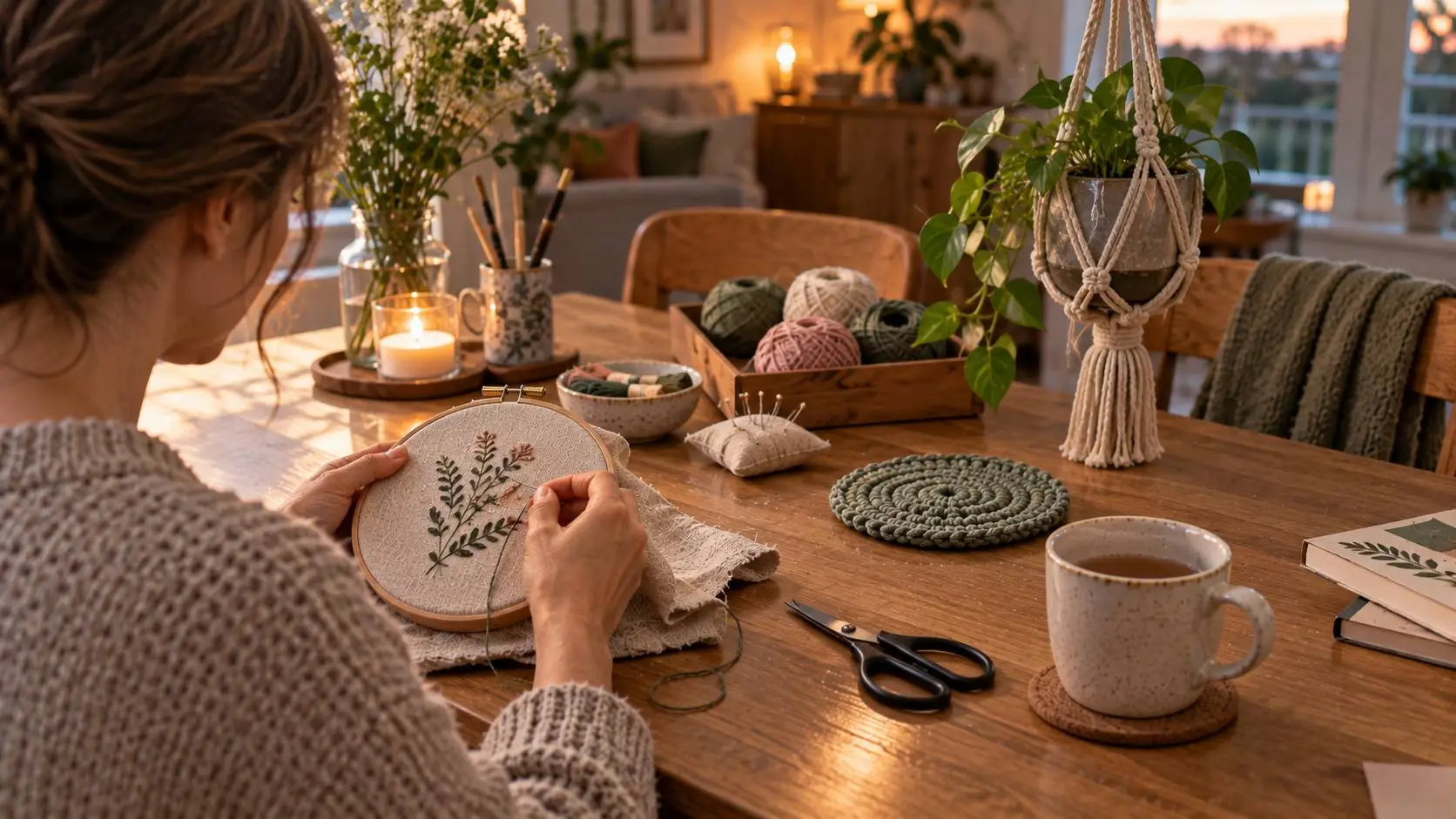 Handwerk ideeën voor volwassenen met borduurwerk, haakwerk en macramé voor thuis