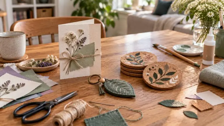 Makkelijke handwerk ideeën voor beginners met kaarten, vilten sleutelhanger en kurken onderzetters